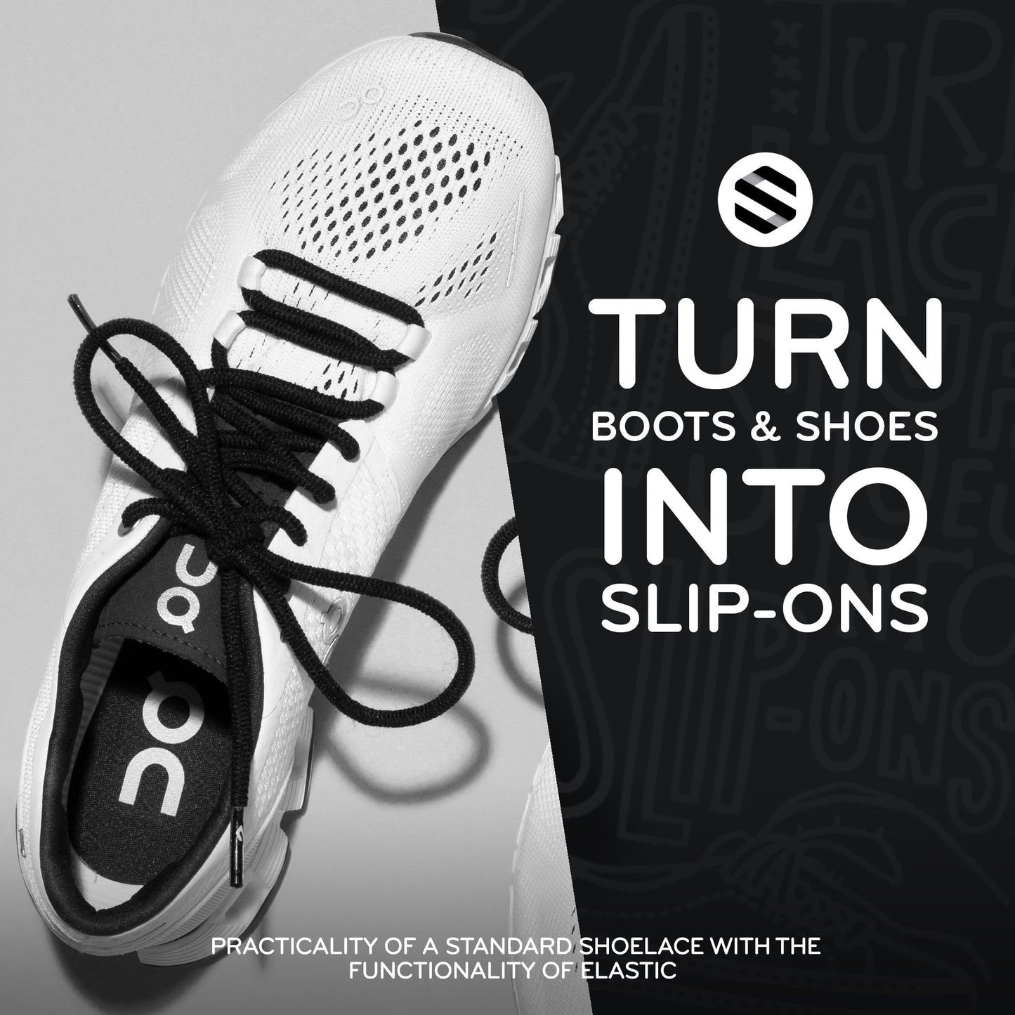 Black Round Elastic Stretch Shoe Laces - Sole Essentials