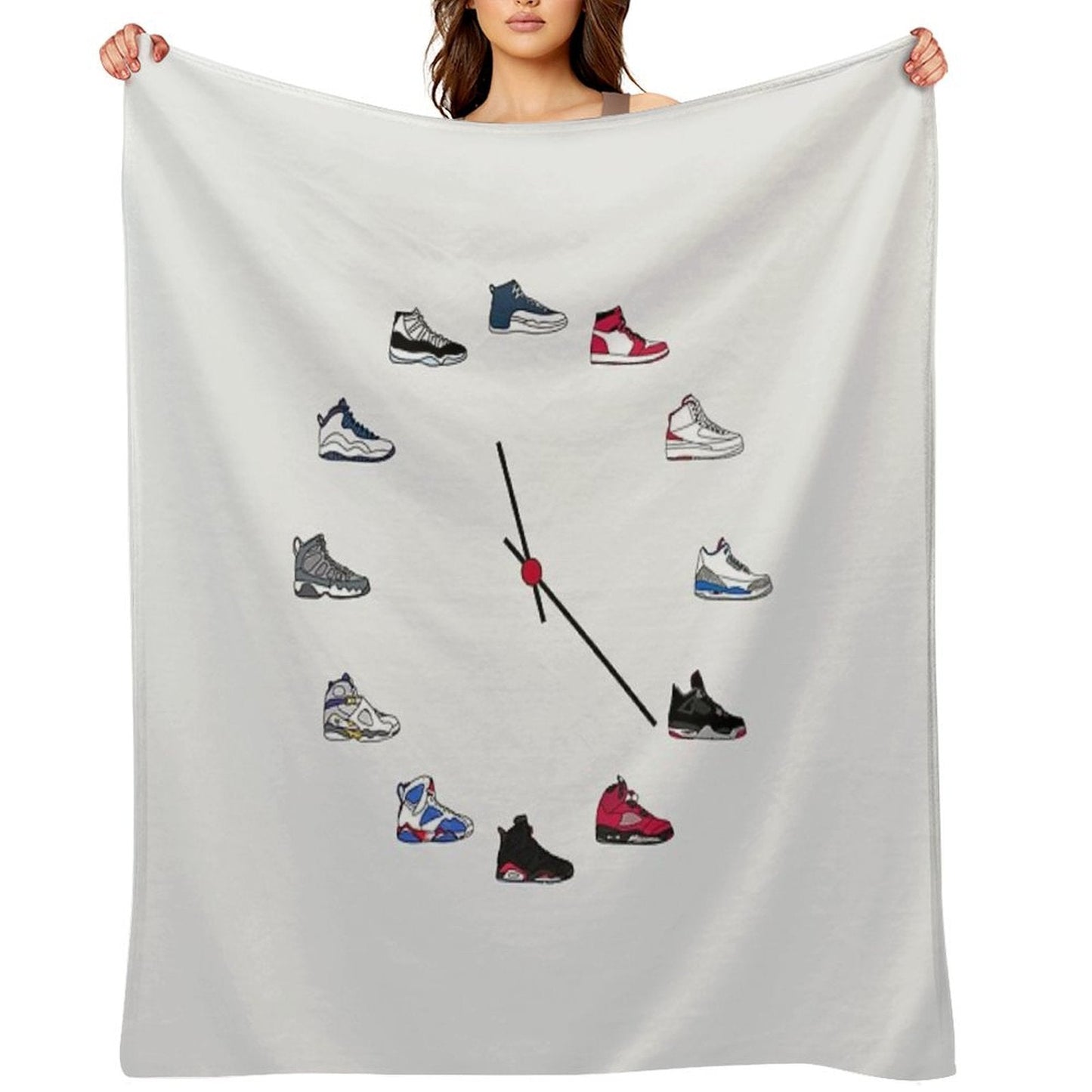 Jordan Sneaker Clock Throw Blanket - Sole Essentials