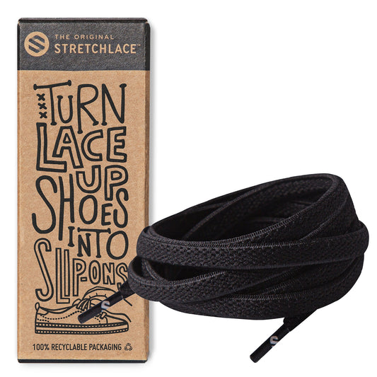 Black Flat Elastic Stretch Shoe Laces - Sole Essentials