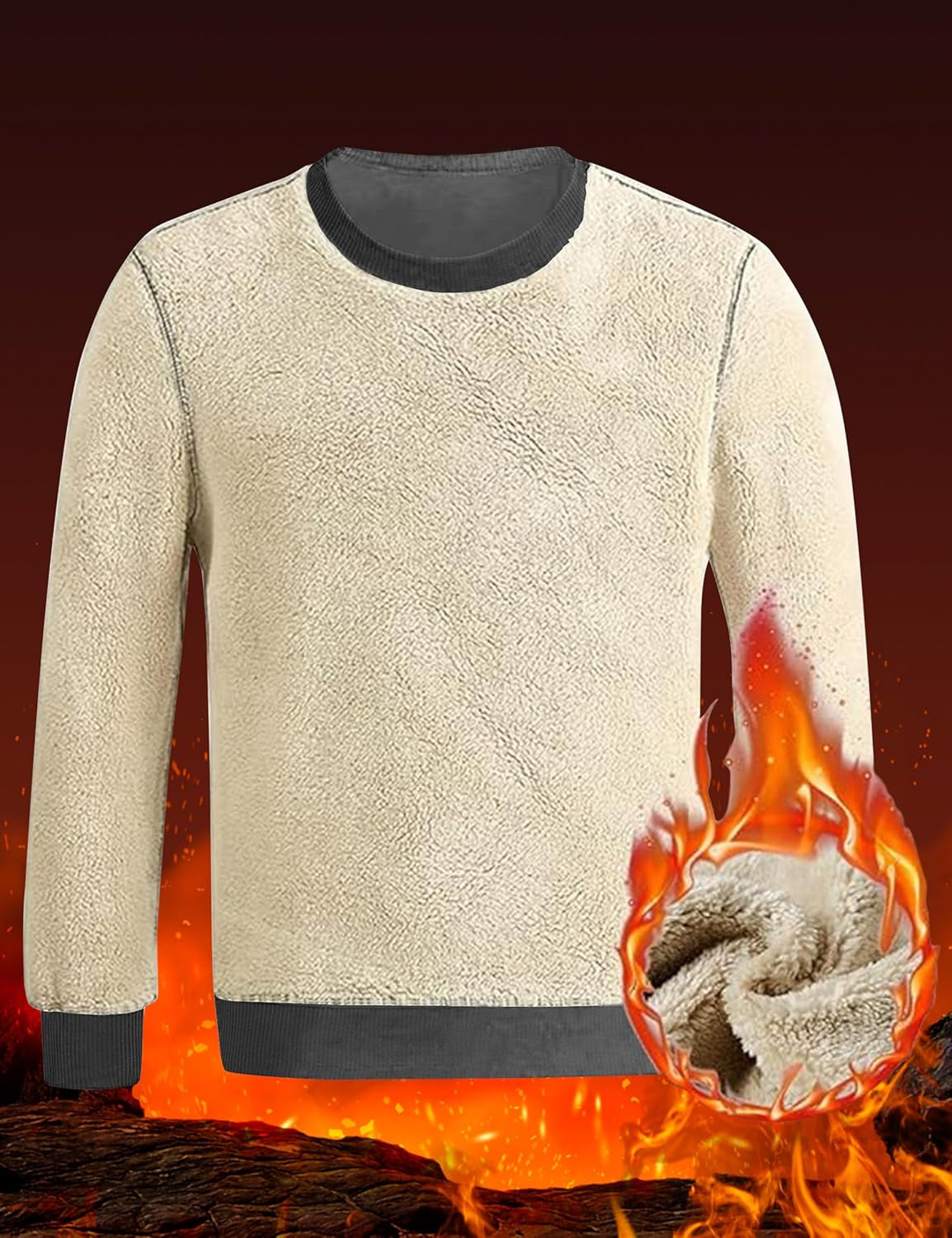 Men'S Fleece Sweatshirts Thermal Crewneck Sweatshirt Winter Warm Sherpa Lined Pullover Shirt - Sole Essentials