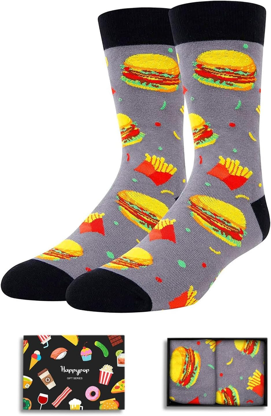 Funny Socks for Men - Donut Burger Gifts, Pickle Taco Socks, Stocking Stuffers for Teen Boys - Sole Essentials