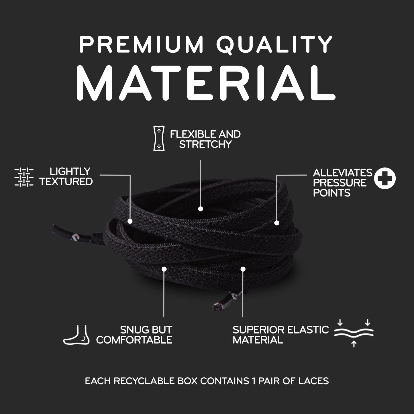 Black Flat Elastic Stretch Shoe Laces - Sole Essentials