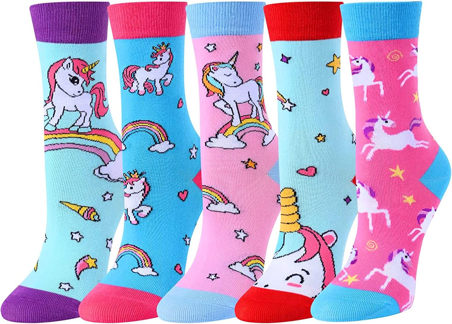 Animal Socks Pack for Girls - Llama & Unicorn Gifts - Corgi & Chicken Socks - Kids 5 Pairs - Sole Essentials