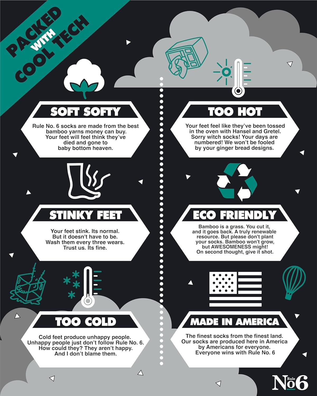 Rule No.6 Bamboo Crew Socks for Women and Men, Compression Socks, Comfy Womens - Sole Essentials