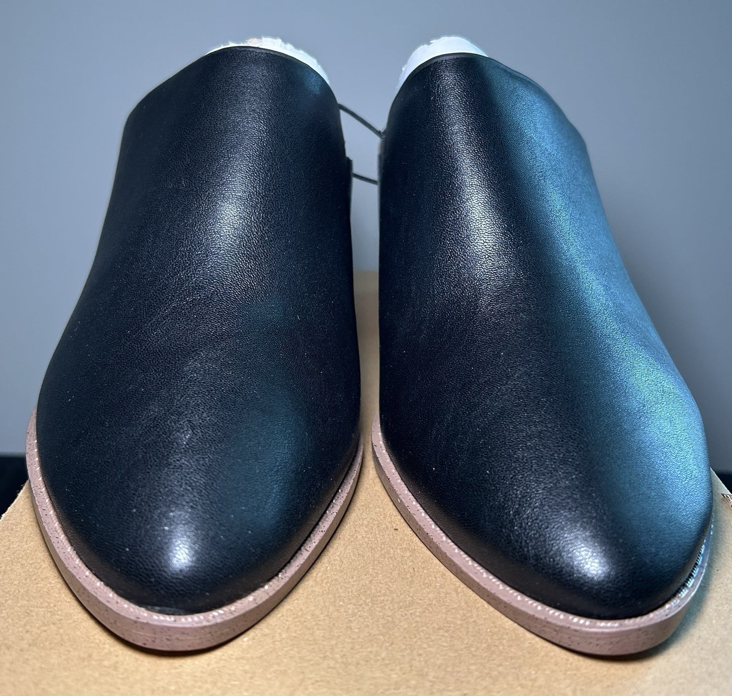 NEW Dolce Vida Black Leather Mules Slip-On Block Heel Women’s Size 9W - Sole Essentials