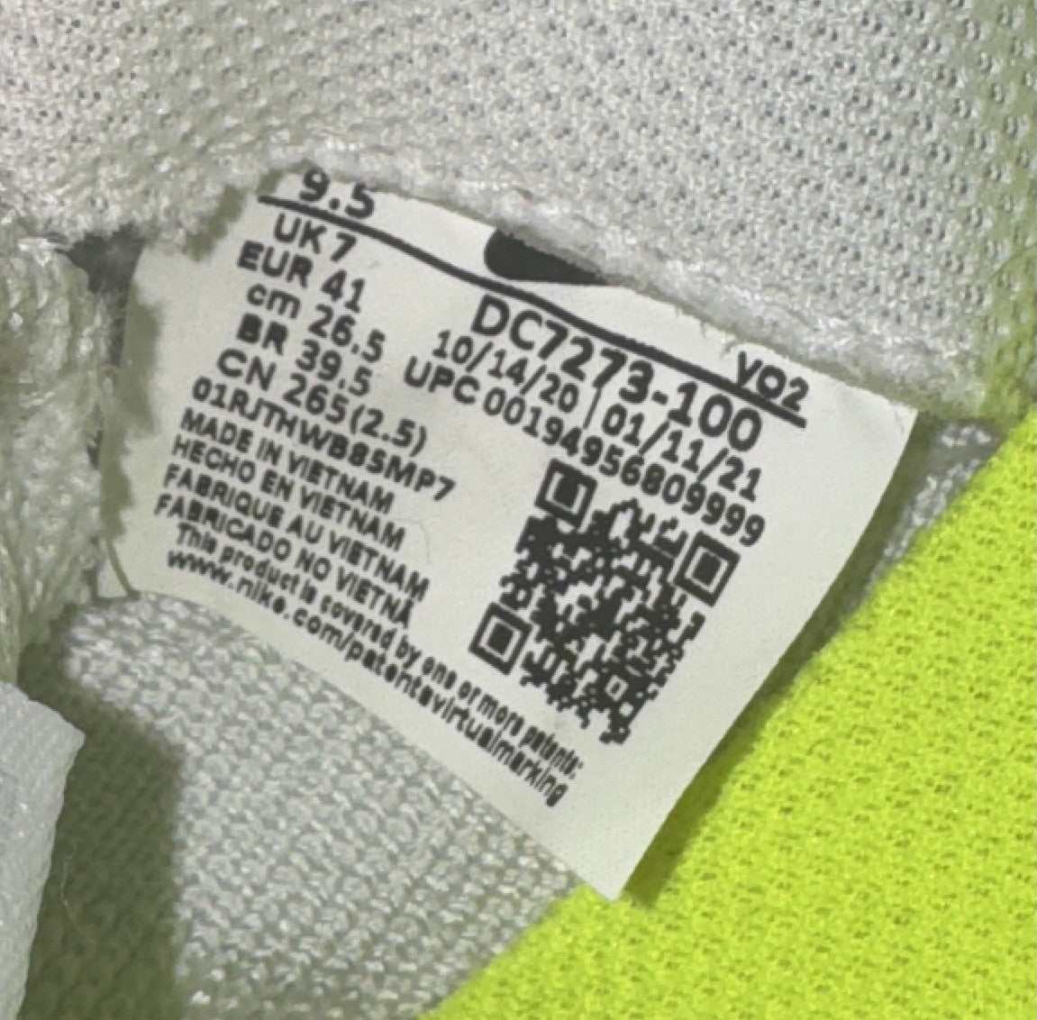 Nike Air Force 1 Crater Flyknit Pure Platinum Women’s Size 9.5  Pre-owned - Sole Essentials