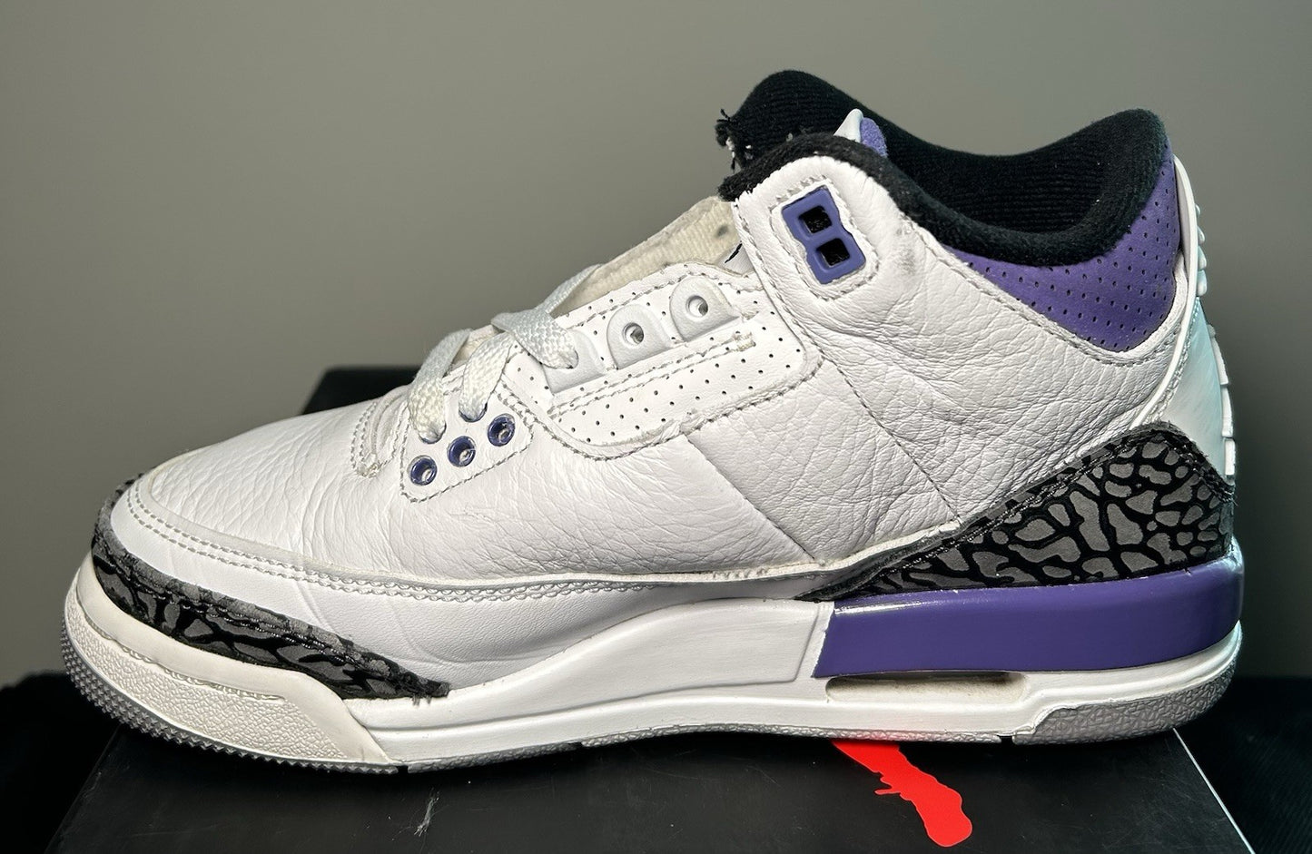 Nike Air Jordan 3 Retro Dark Iris 4Y Youth GS White Purple Black 398614-141 - Sole Essentials