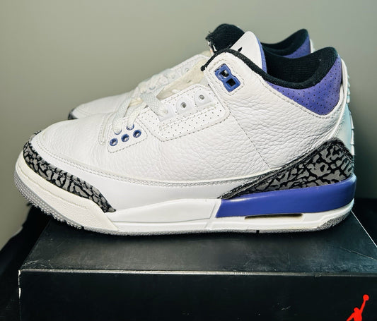 Nike Air Jordan 3 Retro Dark Iris 4Y Youth GS White Purple Black 398614-141 - Sole Essentials