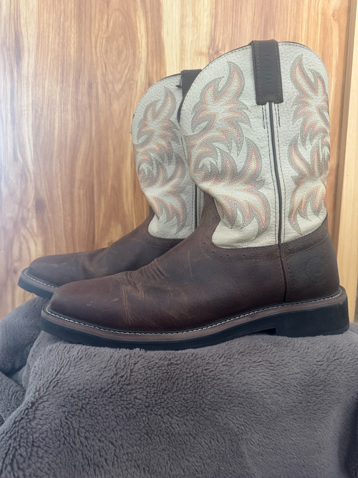 Justin Boots Soft Toe Workboots Mens Size 12 Excellent Condition - Sole Essentials