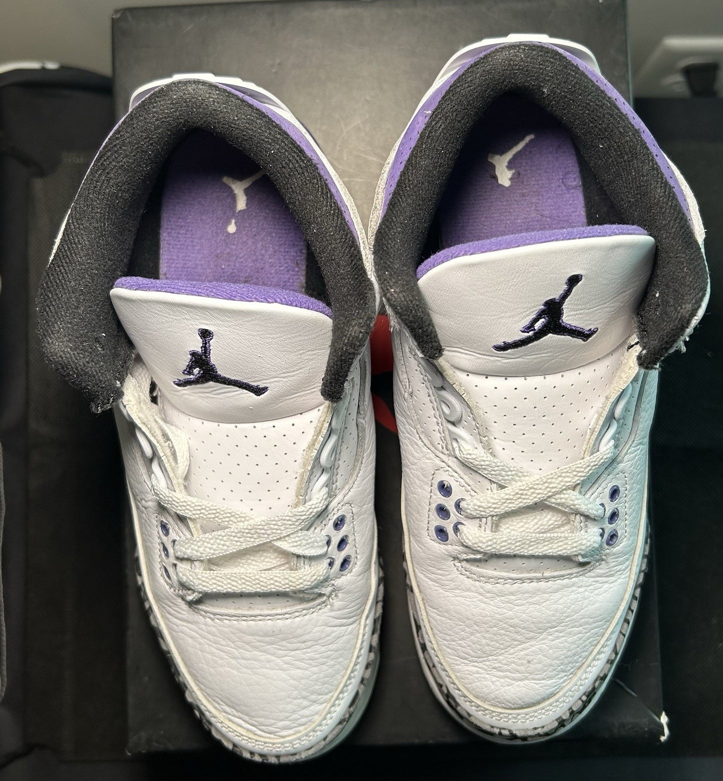 Nike Air Jordan 3 Retro Dark Iris 4Y Youth GS White Purple Black 398614-141 - Sole Essentials