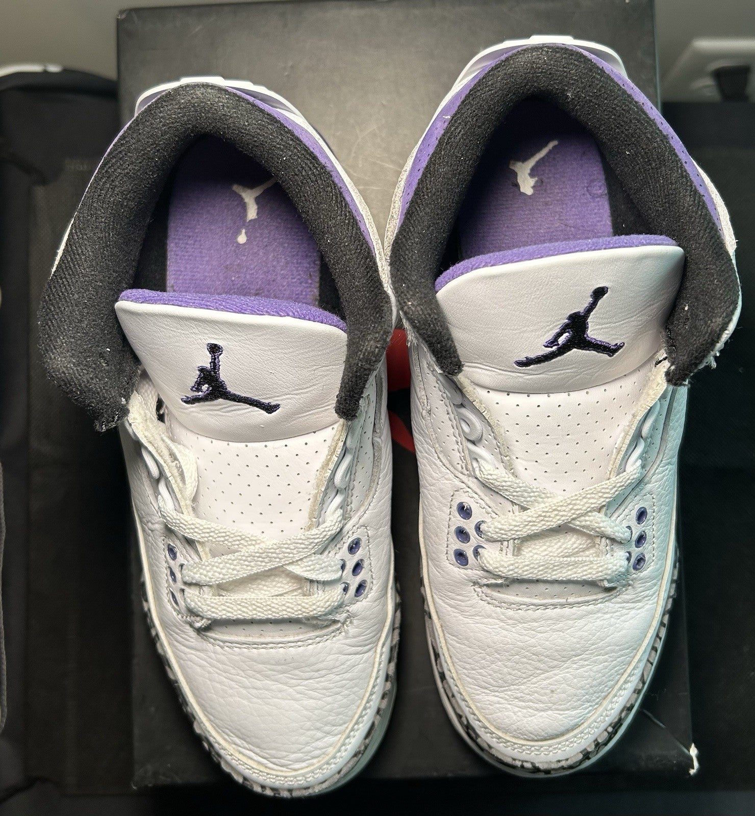 Nike Air Jordan 3 Retro Dark Iris 4Y Youth GS White Purple Black 398614-141 - Sole Essentials