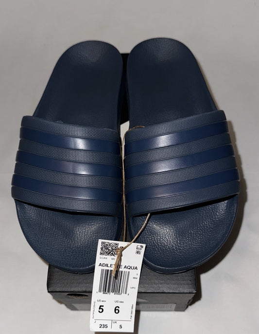 Adidas Adilette Aqua Slide Navy Blue Men’s Size 5 Women’s Size 6 Brand New - Sole Essentials