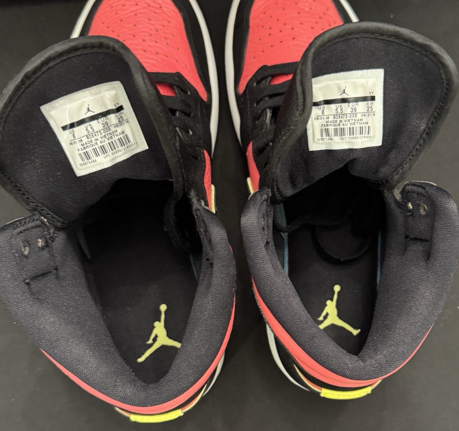 Jordan 1 Mid Black Hot Punch Women’s Size 8 Pre-owned BQ6472-006 - Sole Essentials