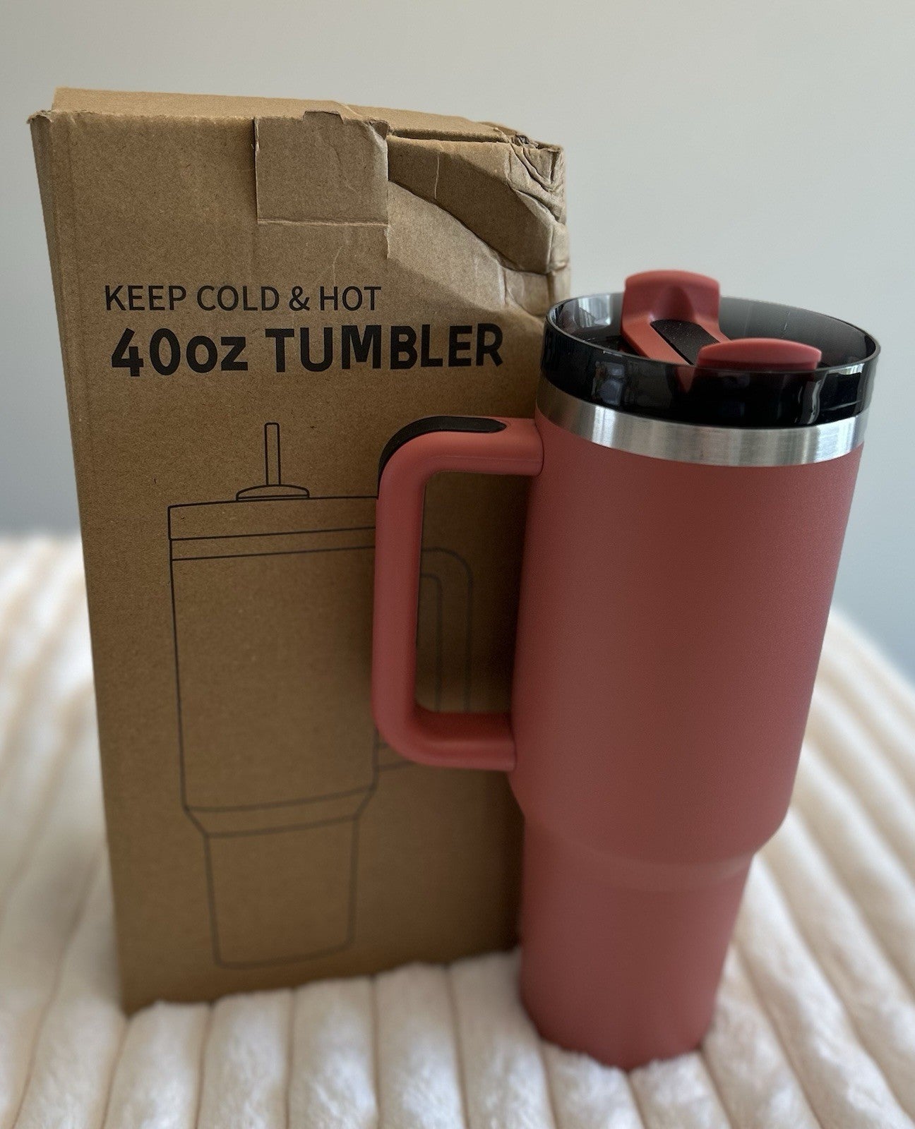 40oz Tumbler & Straw Lid Stainless Steel Vacuum Insulated Travel Mug Red Rust - Sole Essentials