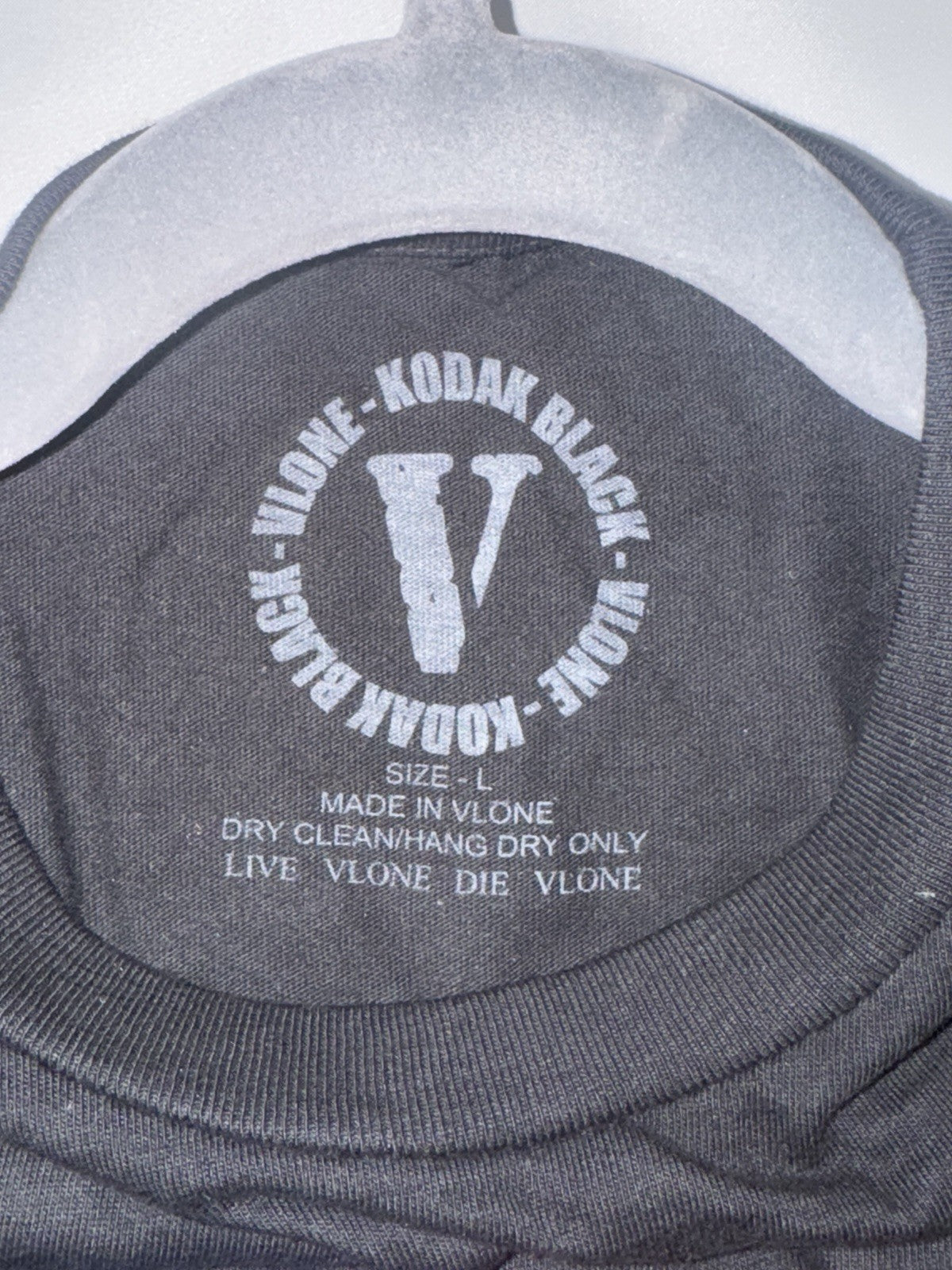 VLONE x Kodak Black Collab T-Shirt Size L Black Rare Graphic Front & Back - Sole Essentials