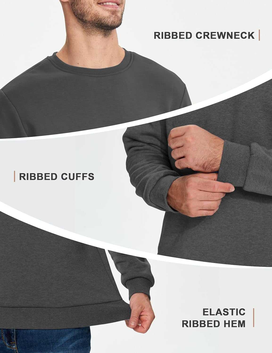 Men'S Fleece Sweatshirts Thermal Crewneck Sweatshirt Winter Warm Sherpa Lined Pullover Shirt - Sole Essentials