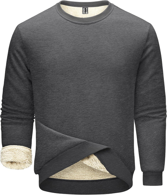 Men'S Fleece Sweatshirts Thermal Crewneck Sweatshirt Winter Warm Sherpa Lined Pullover Shirt - Sole Essentials