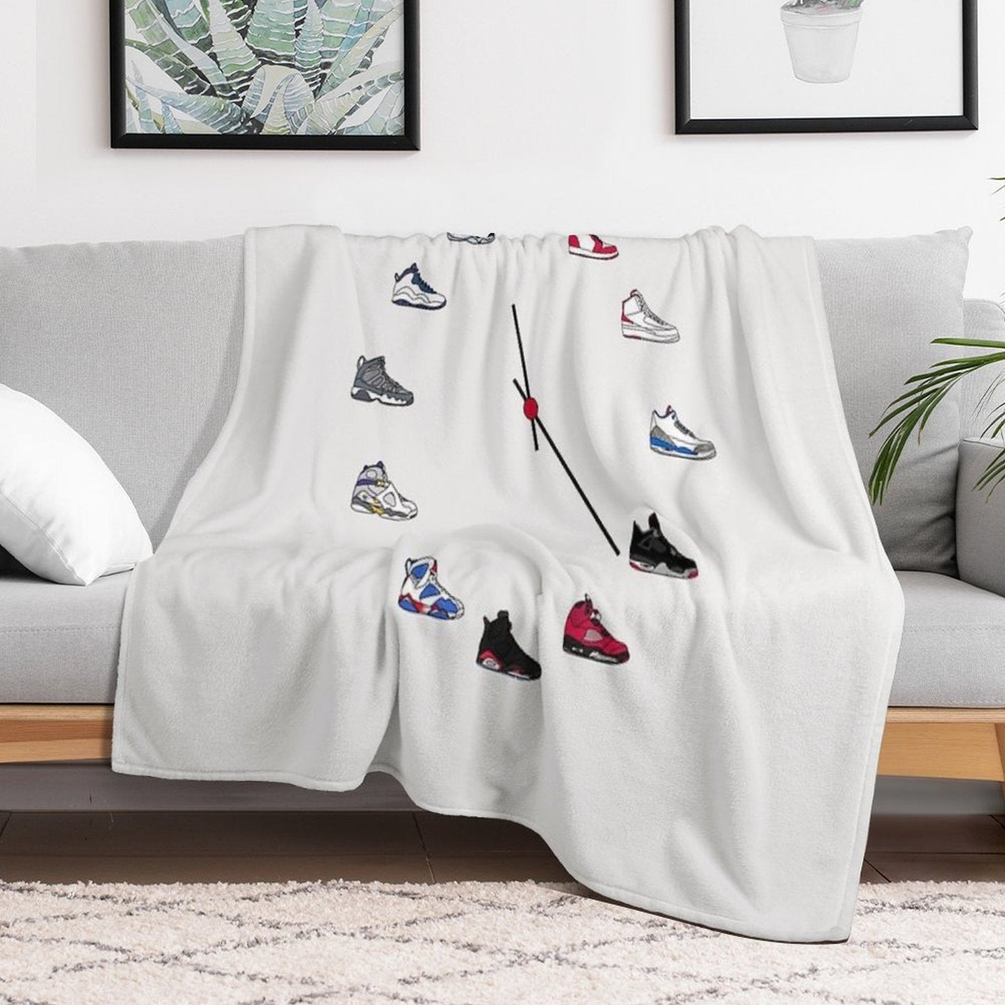 Jordan Sneaker Clock Throw Blanket - Sole Essentials