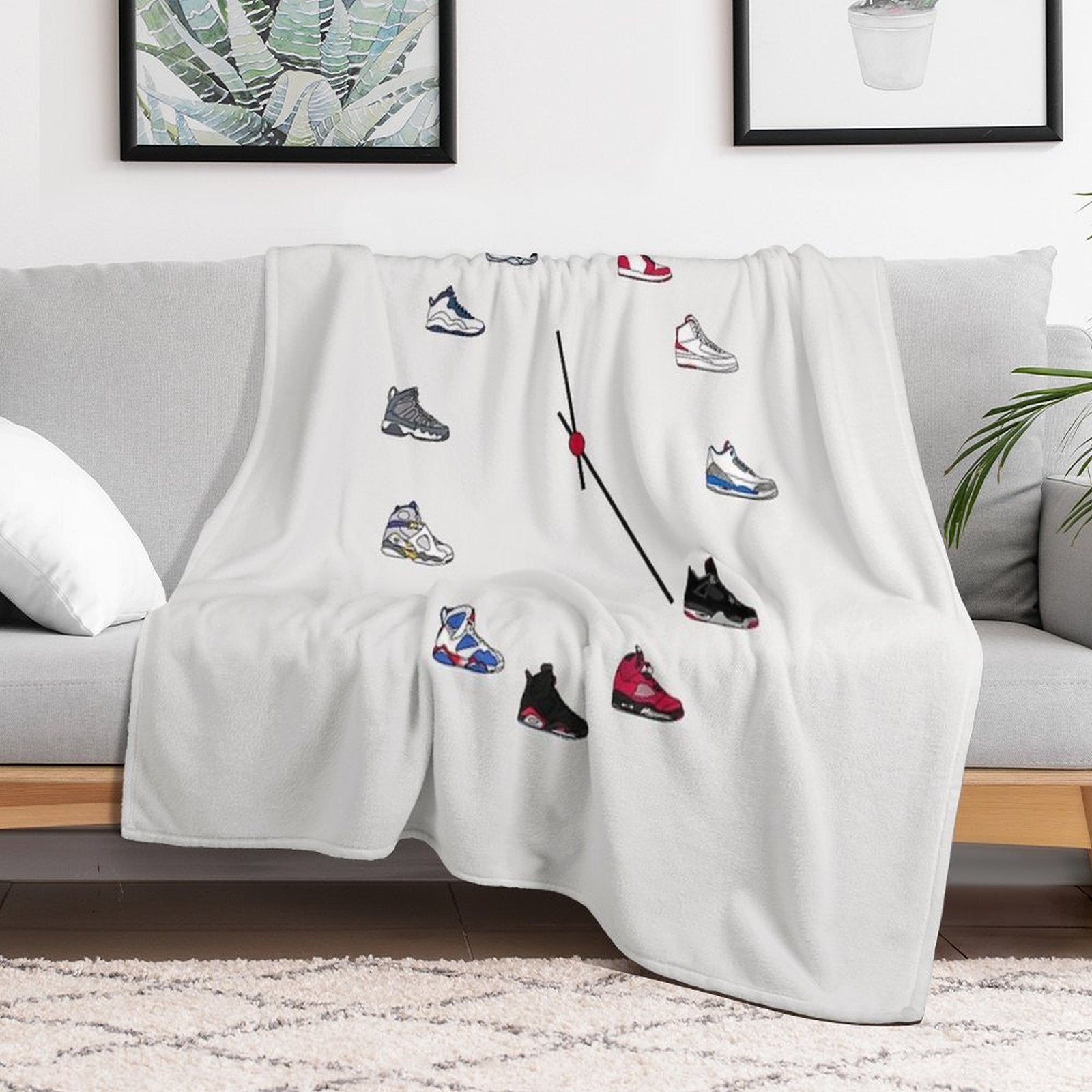 Jordan Sneaker Clock Throw Blanket - Sole Essentials