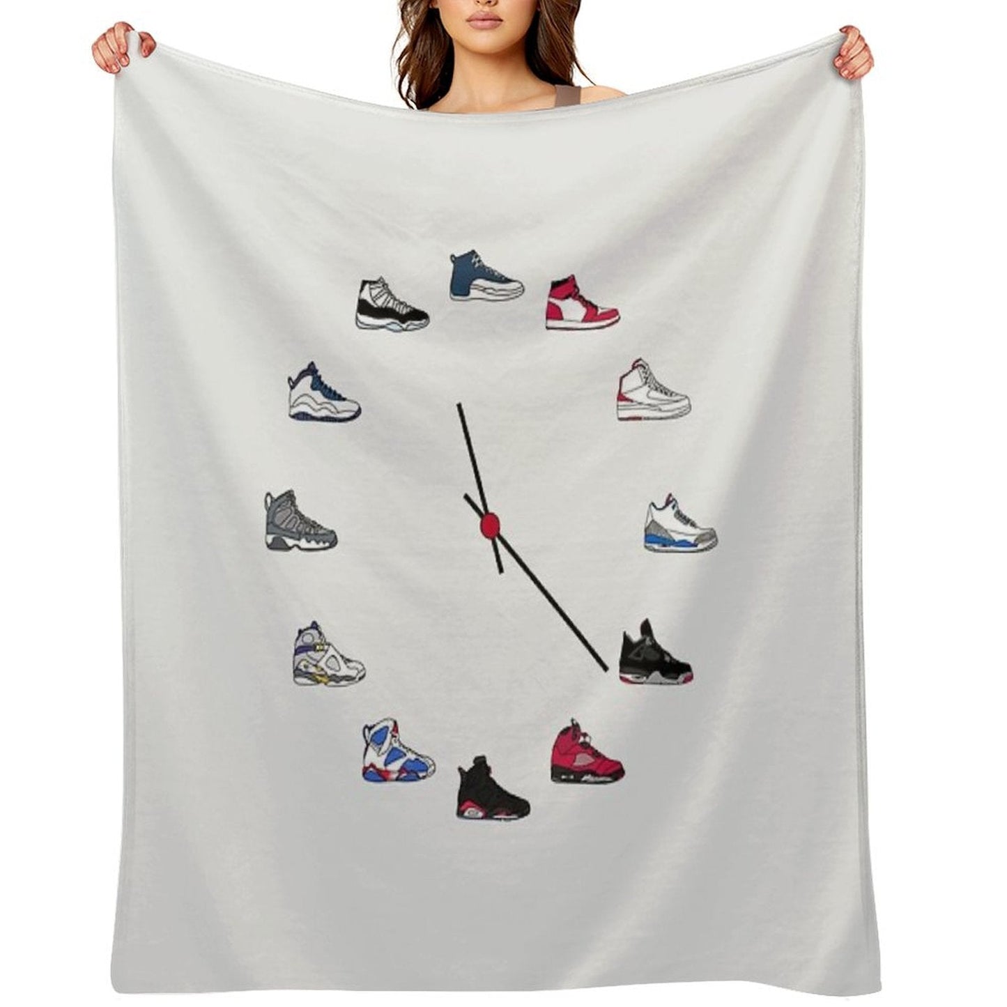 Jordan Sneaker Clock Throw Blanket - Sole Essentials