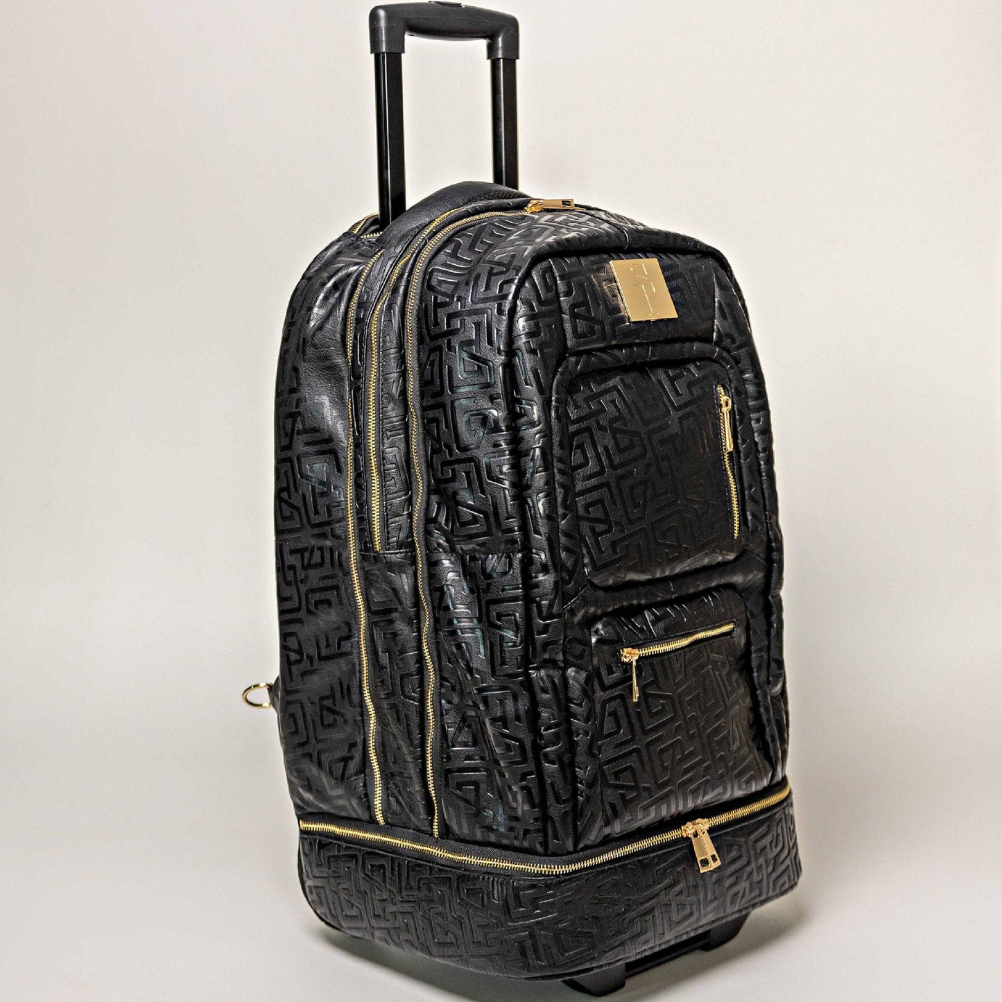 Black Monogram Leather Carry-On Roller Bag (Only 150 Made) - Sole Essentials