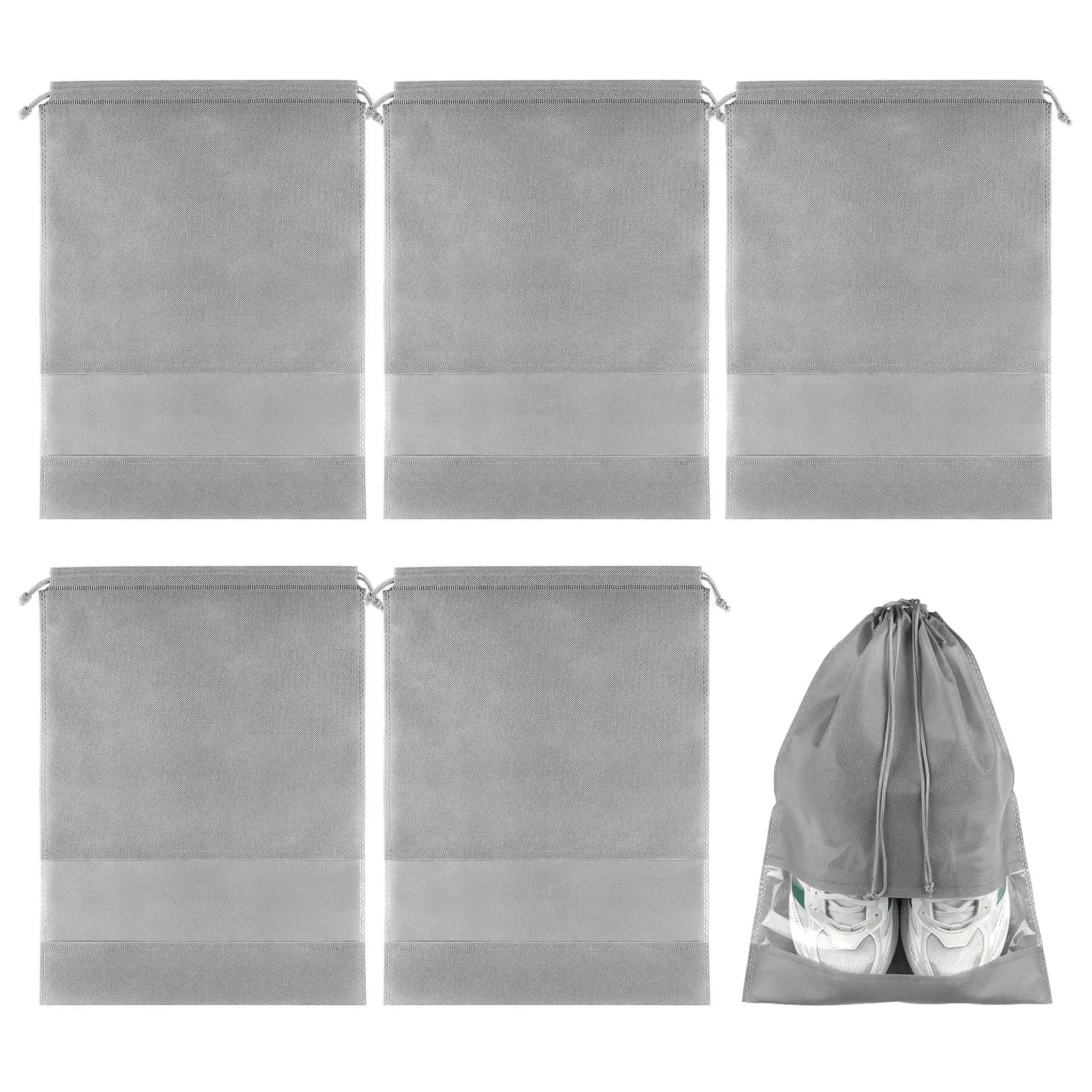 COIDEA Shoe Bags for Travel - Non-Woven Drawstring Travel Shoe Storage Bag with Clear Window - Sole Essentials