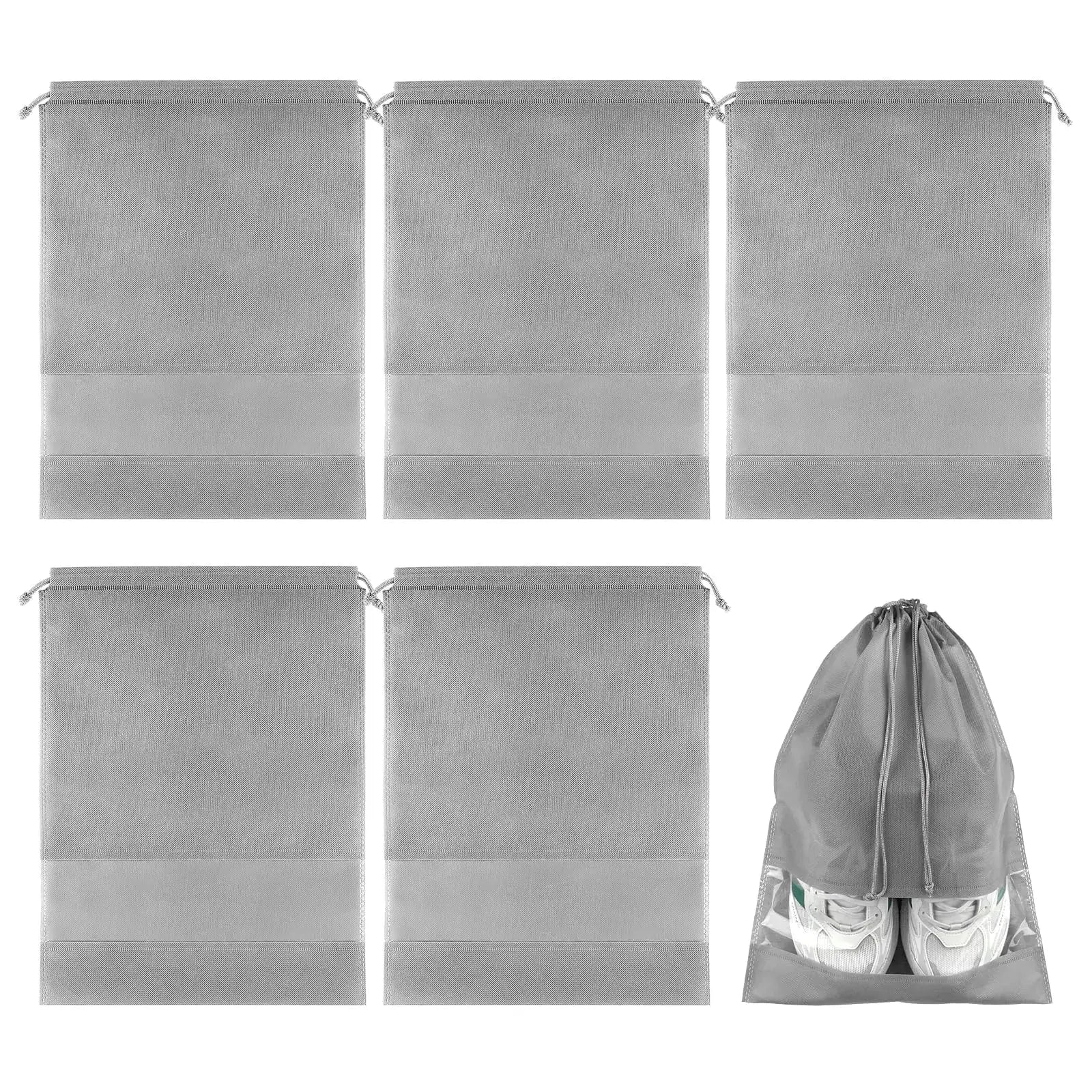COIDEA Shoe Bags for Travel - Non-Woven Drawstring Travel Shoe Storage Bag with Clear Window - Sole Essentials