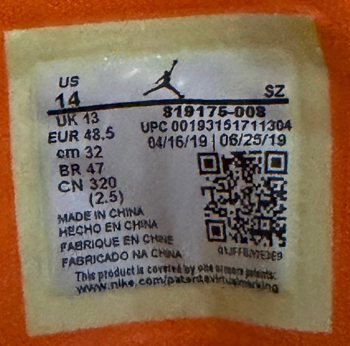 Size 14 - Air Jordan Jumpman Team 2 Cool Grey Total Orange 819175-008 Pre-owned