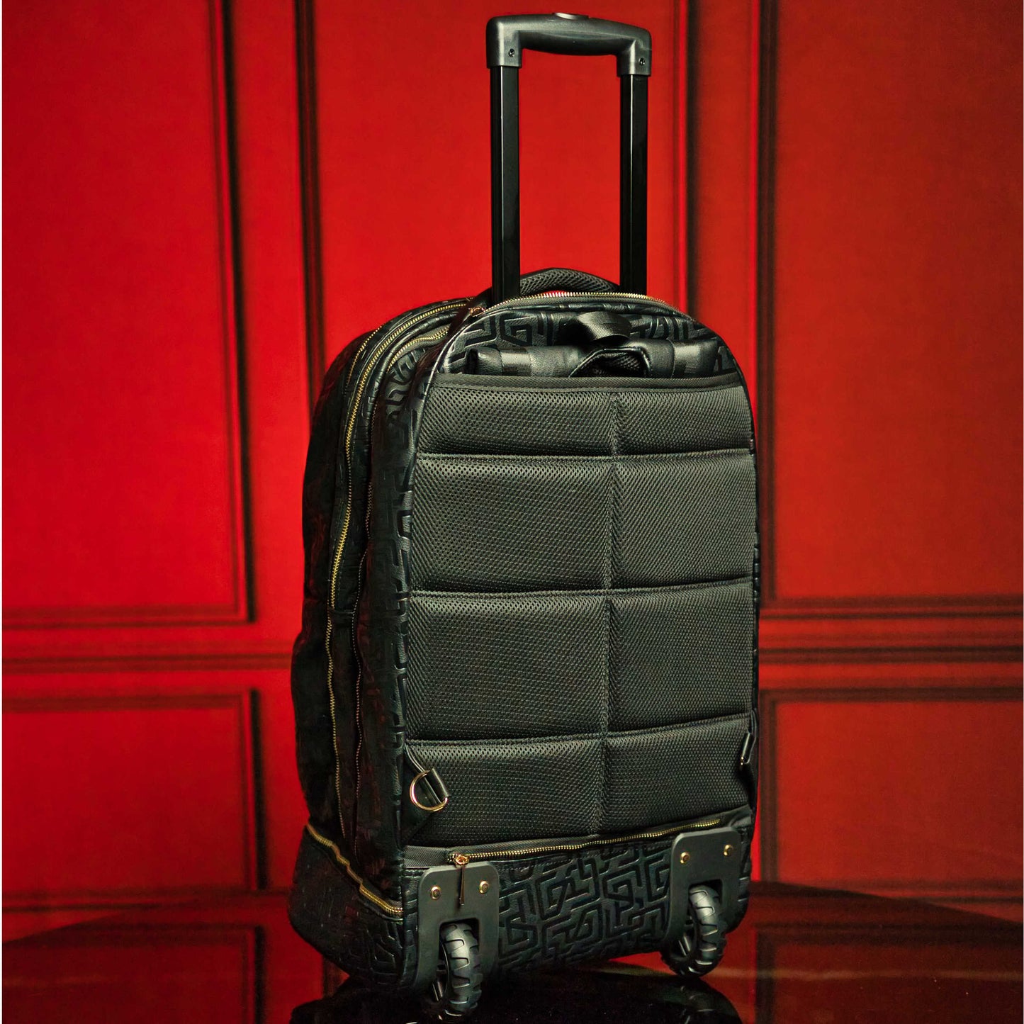 Black Monogram Leather Carry-On Roller Bag (Only 150 Made) - Sole Essentials