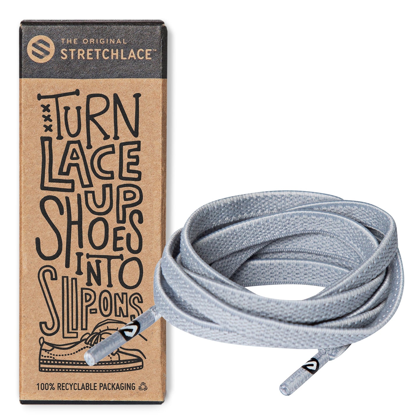 Light Grey Flat Elastic Stretch Shoe Laces - Sole Essentials