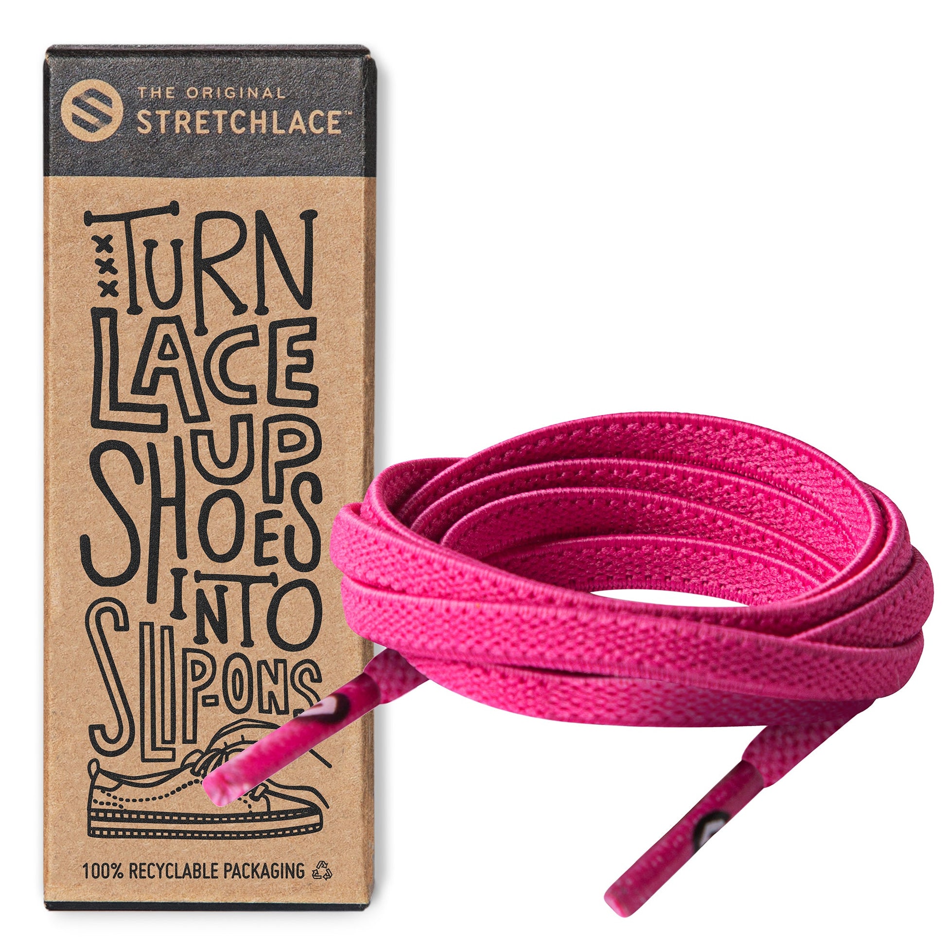 Neon Pink Flat Elastic Stretch Shoe Laces - Sole Essentials
