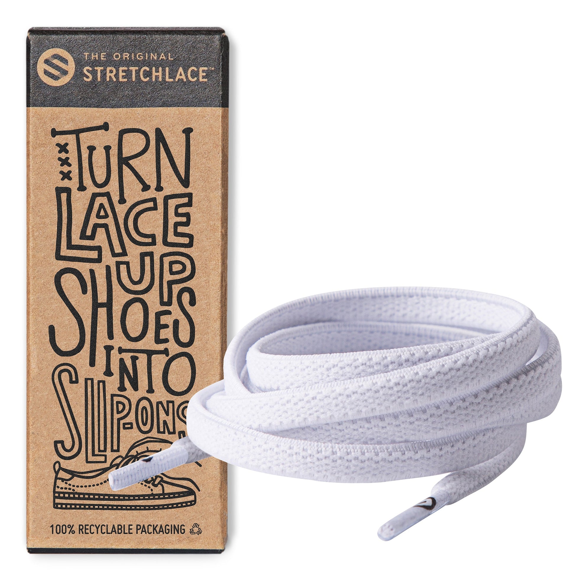 White Flat Elastic Stretch Shoe Laces - Sole Essentials