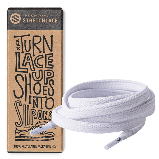 White Flat Elastic Stretch Shoe Laces - Sole Essentials