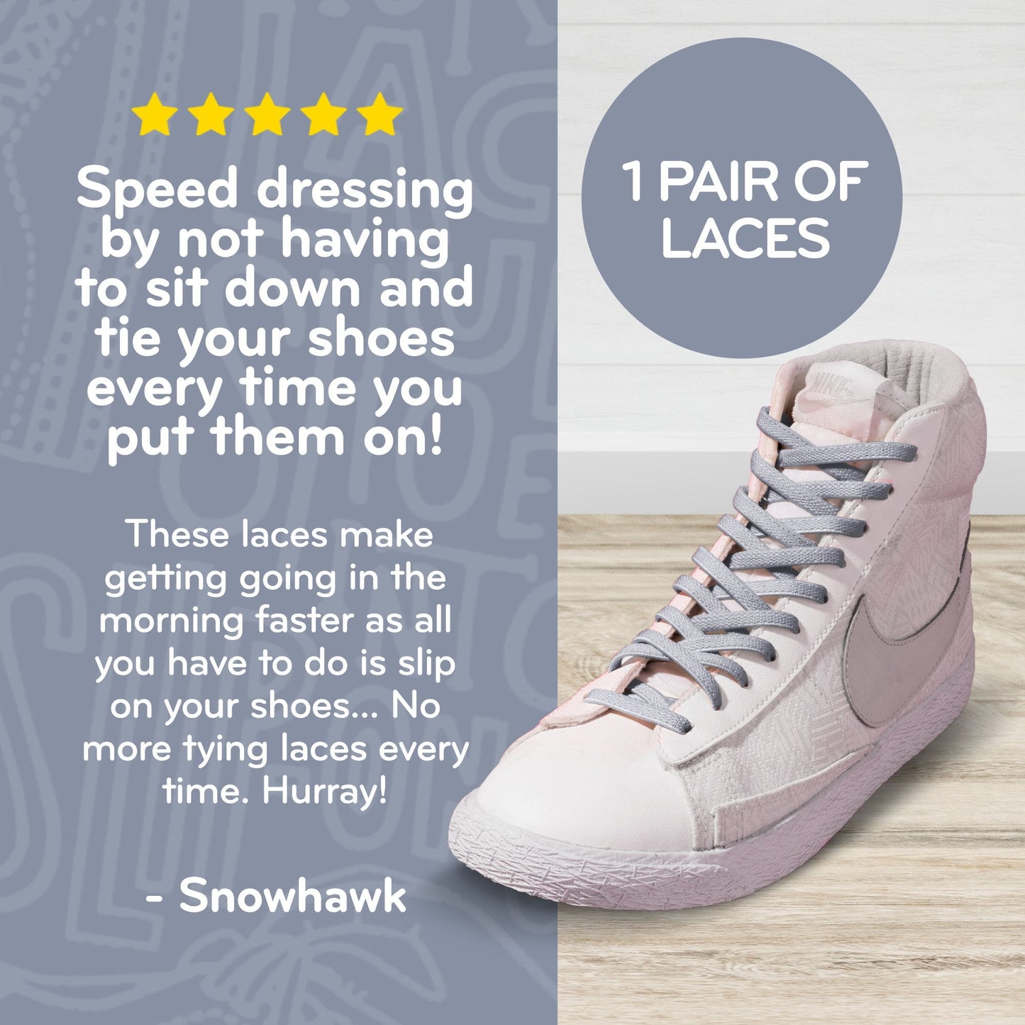 Light Grey Flat Elastic Stretch Shoe Laces - Sole Essentials