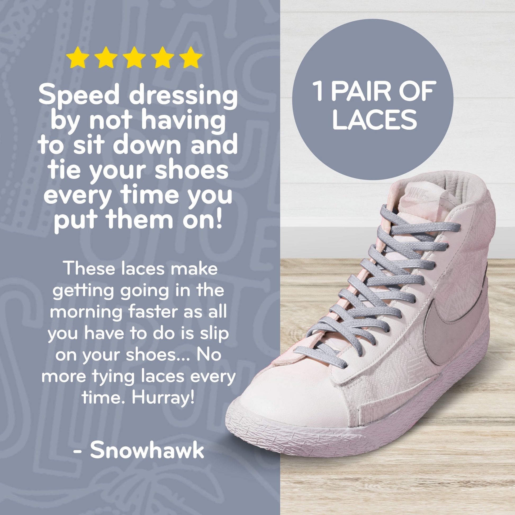 Light Grey Flat Elastic Stretch Shoe Laces - Sole Essentials