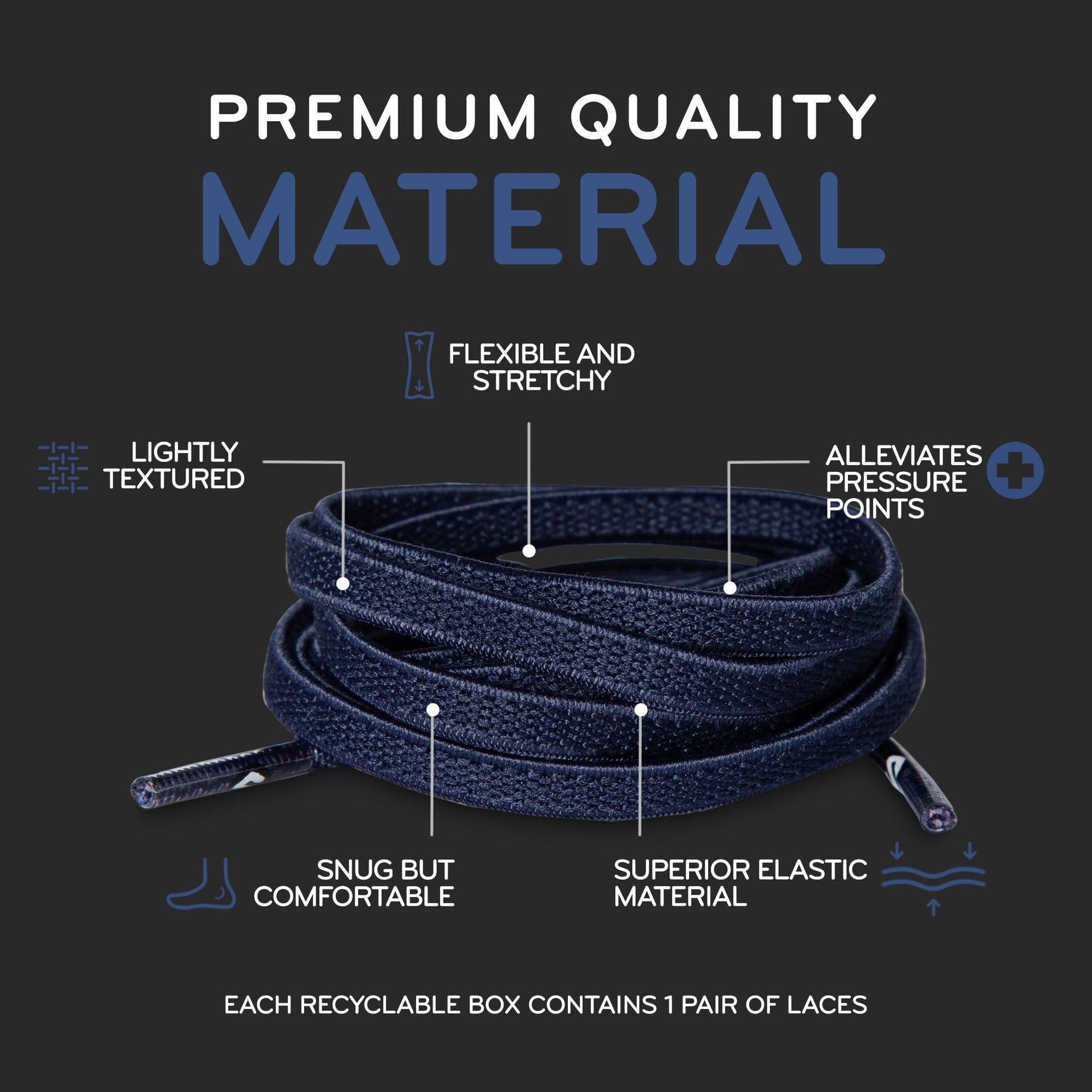 Navy Flat Elastic Stretch Shoe Laces - Sole Essentials