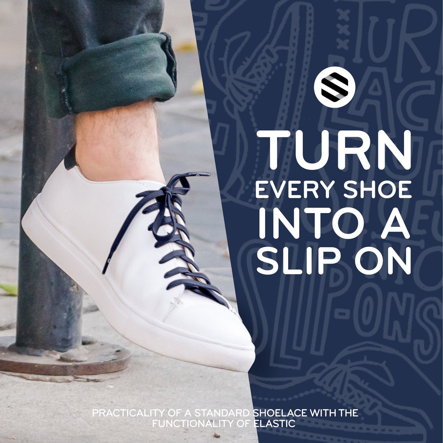 Navy Flat Elastic Stretch Shoe Laces - Sole Essentials