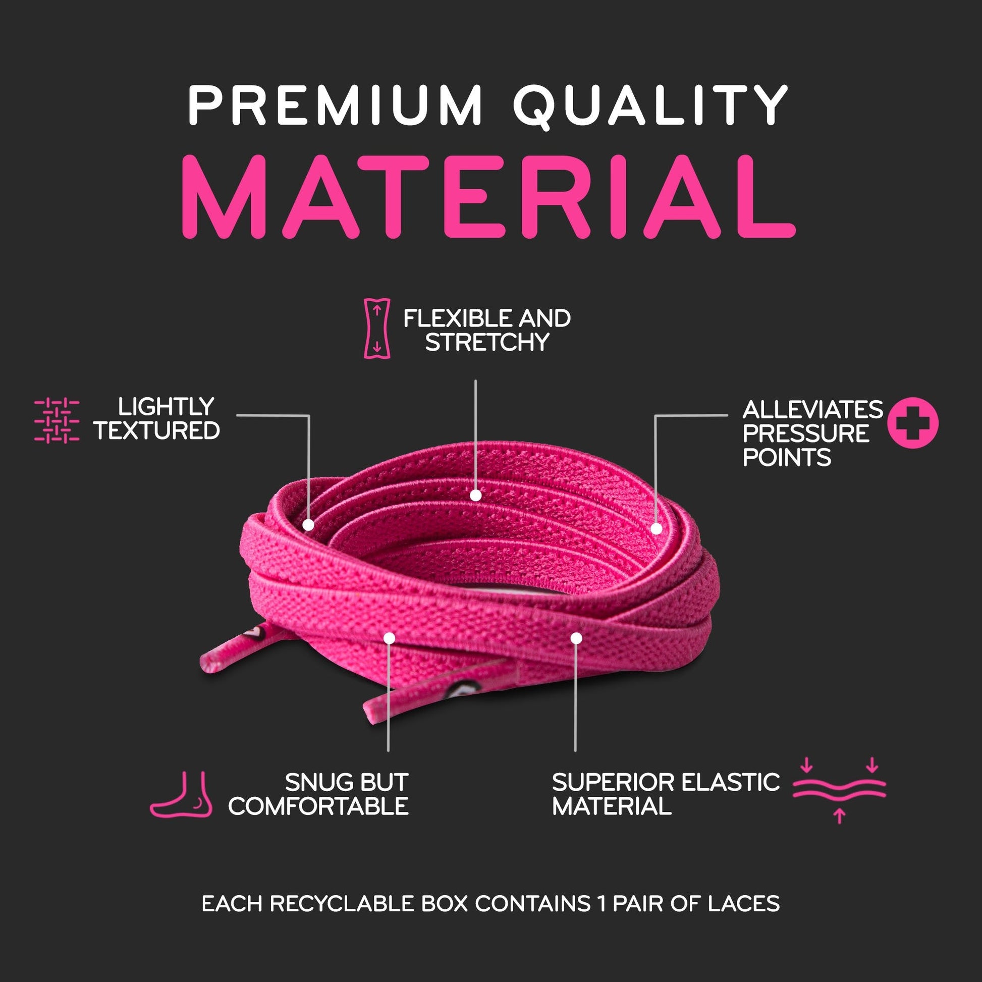 Neon Pink Flat Elastic Stretch Shoe Laces - Sole Essentials