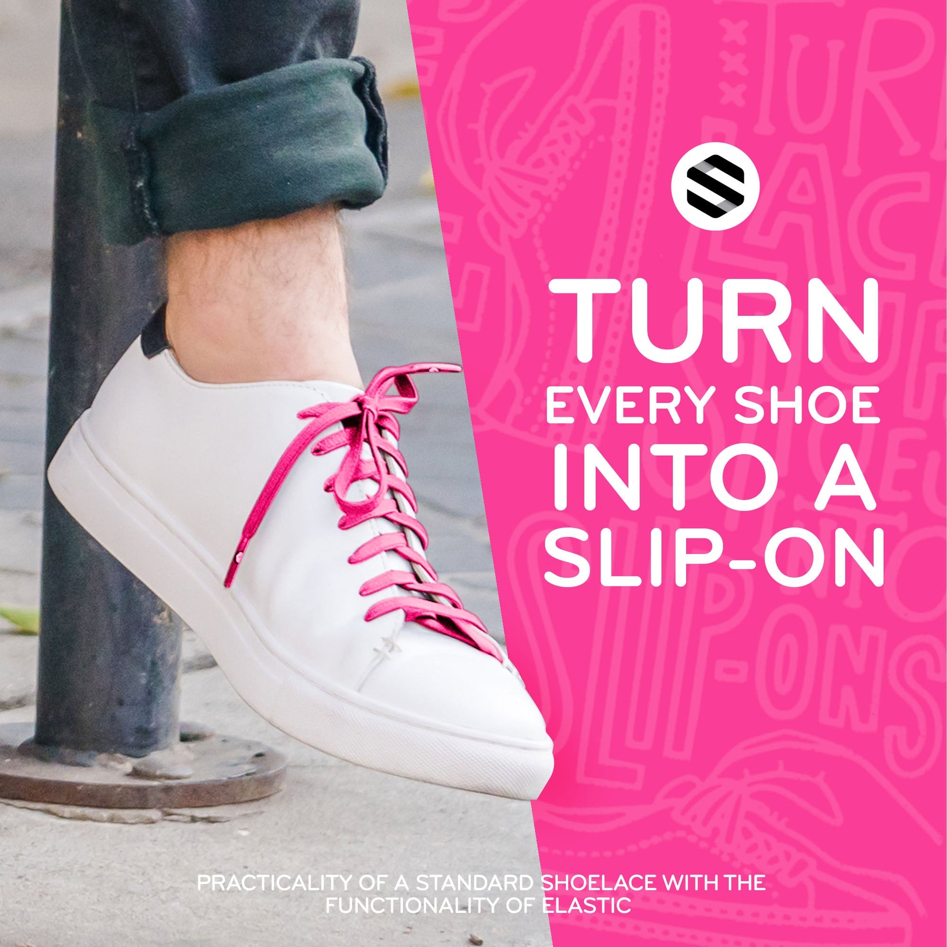 Neon Pink Flat Elastic Stretch Shoe Laces - Sole Essentials