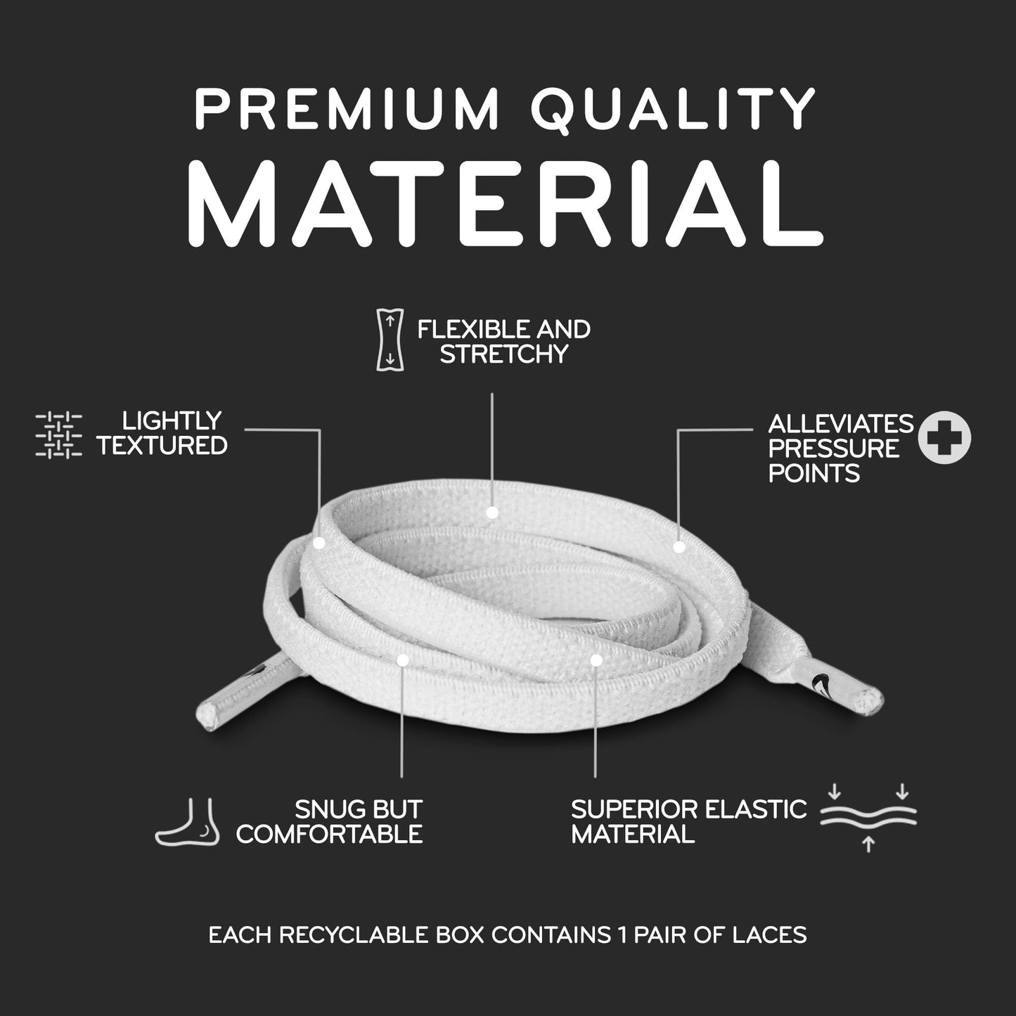 White Flat Elastic Stretch Shoe Laces - Sole Essentials