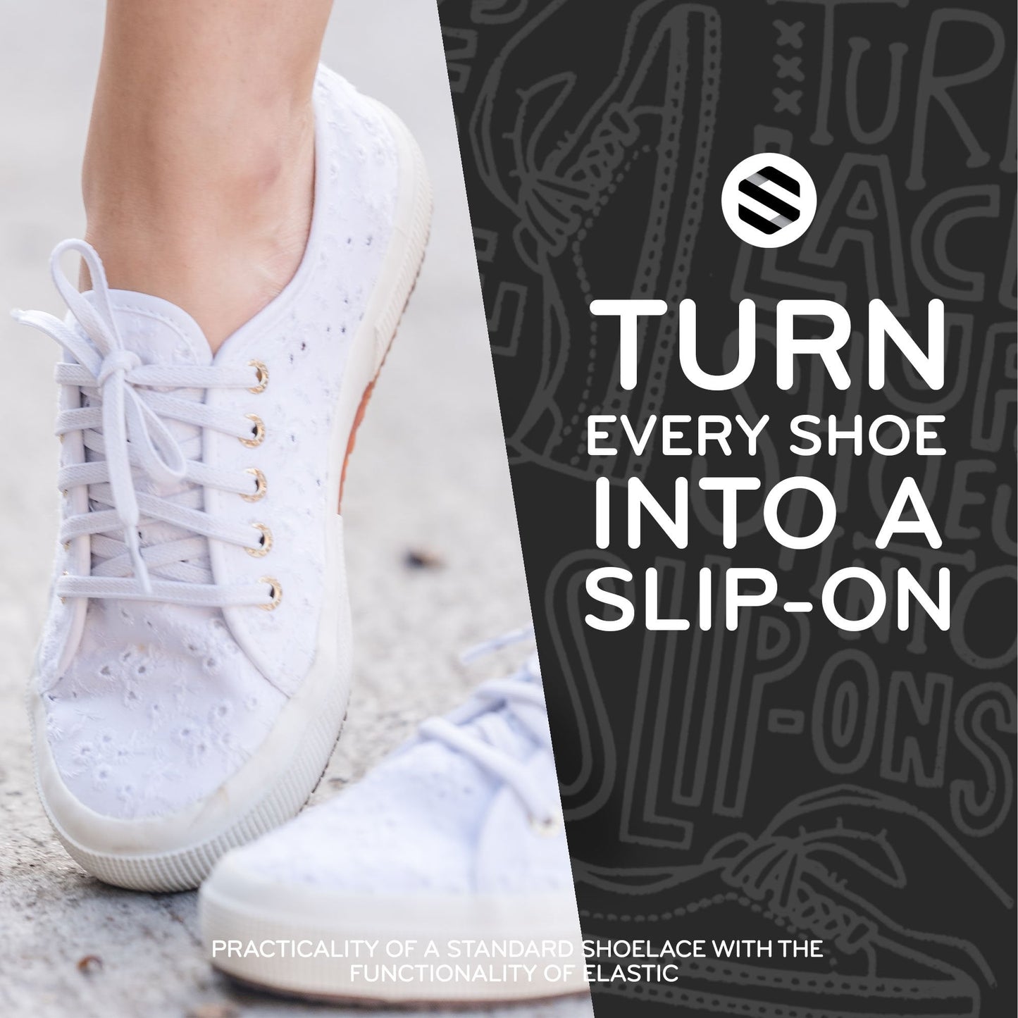 White Flat Elastic Stretch Shoe Laces - Sole Essentials