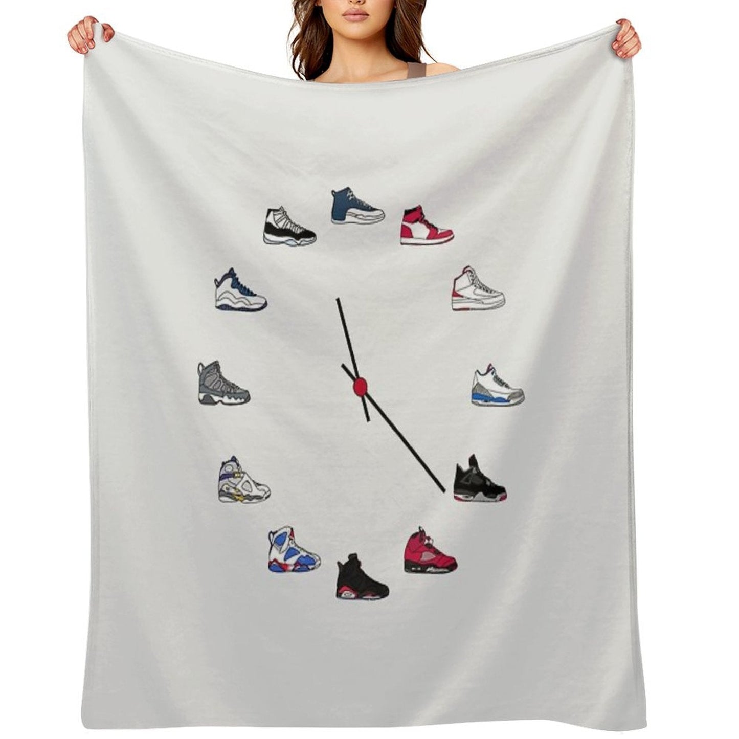 Jordan Sneaker Clock Throw Blanket - Sole Essentials