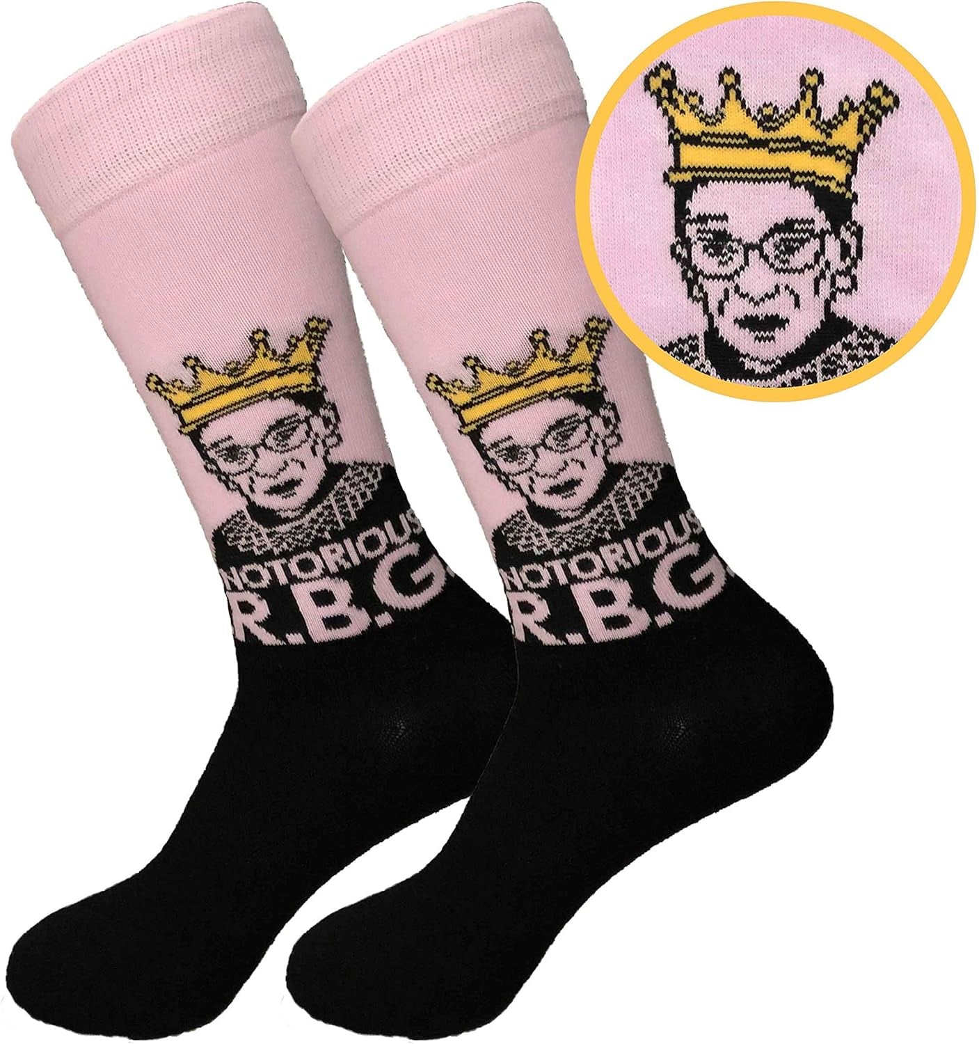 Ruth Bader Ginsburg Notorious RBG Dress Socks - Funny, Crazy, Casual, Novelty - Sole Essentials
