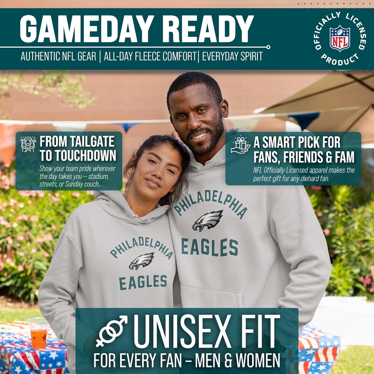 NFL Adult Gameday Hooded Sweatshirt - Poly Fleece Cotton Blend - Stay Warm and Represent Your Team in Style - Sole Essentials