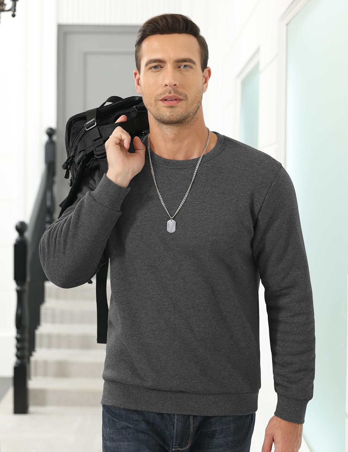 Men'S Fleece Sweatshirts Thermal Crewneck Sweatshirt Winter Warm Sherpa Lined Pullover Shirt - Sole Essentials