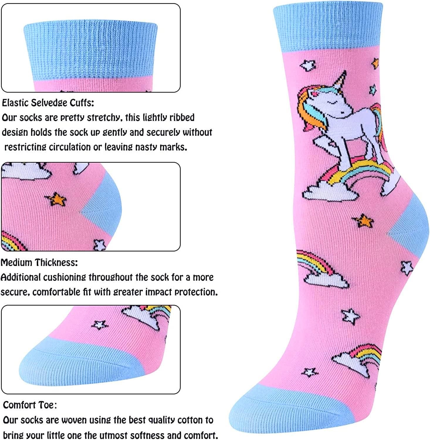 Animal Socks Pack for Girls - Llama & Unicorn Gifts - Corgi & Chicken Socks - Kids 5 Pairs - Sole Essentials
