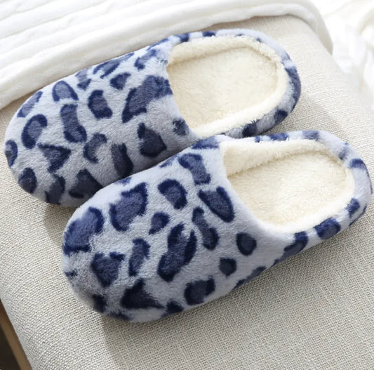 Leopard Print Rabbit Fur Indoor Slippers - Sole Essentials
