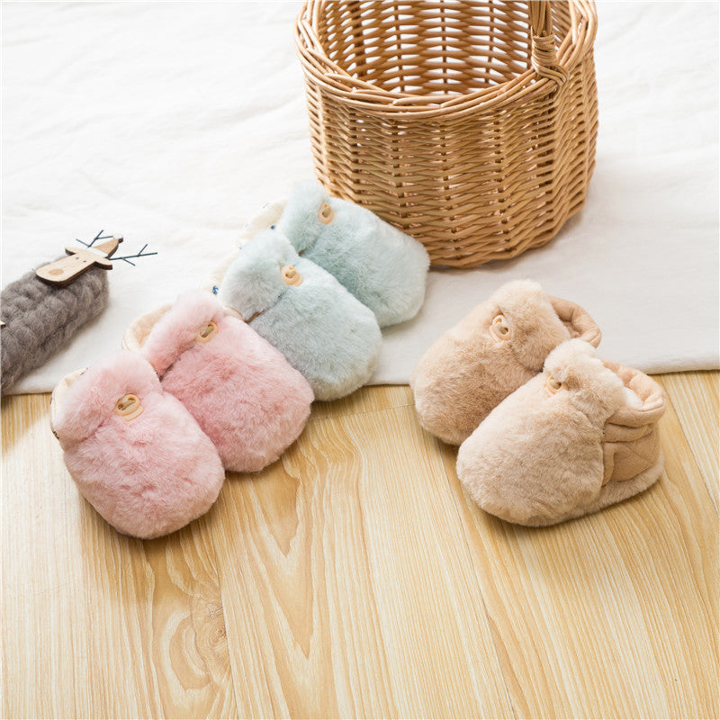 Newborn Baby Solid Color Plush Warm Shoes Outfits In Autumn & Winter - Sole Essentials